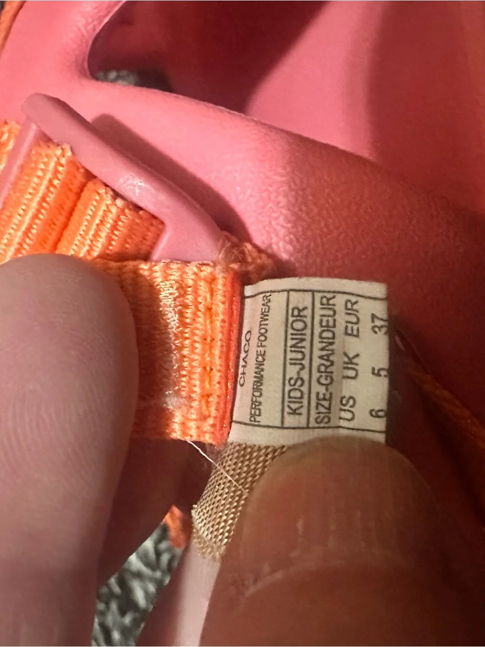 Chaco Kids Pink Sandals with Orange Straps